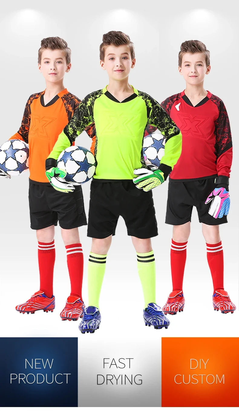 Kids Goalkeeper Uniform Boys Goalkeeper Jersey Doorkeepers Long Sleeve Sponge Protective Football Uniform For Children's - Buy online at  Vibe In Cart.