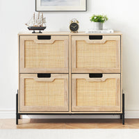 Rattan Shoe Storage Cabinet, Entryway Shoes Cabinet with 4 Flip Doors, Freestanding Shoe Rack with 3 Position Adjustable Shelves - Buy online at  Vibe In Cart.