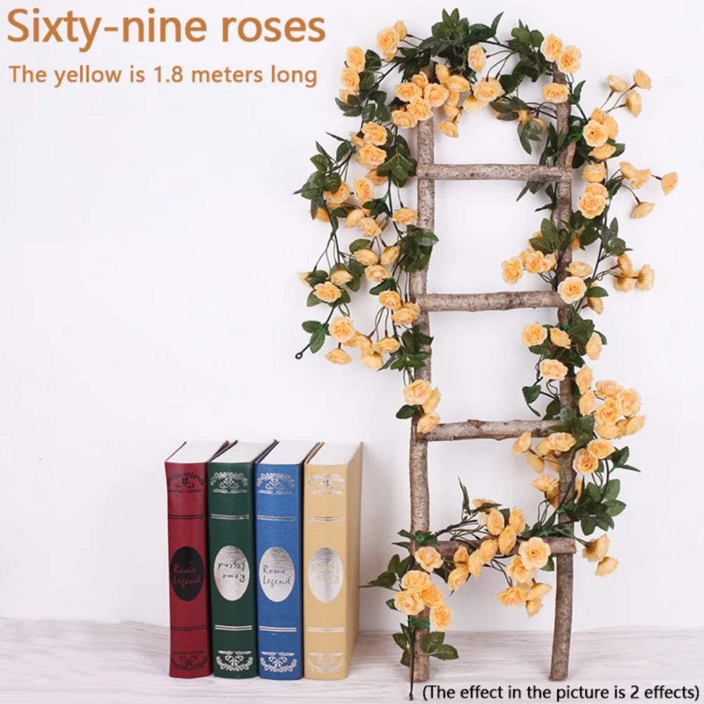 45/69pcs Artificial Rose Flowers Vine DIY Wedding Decoration Fake Silk Rose Flower Home Room Decor Wall Hanging Garland Plants - Buy online at  Vibe In Cart.