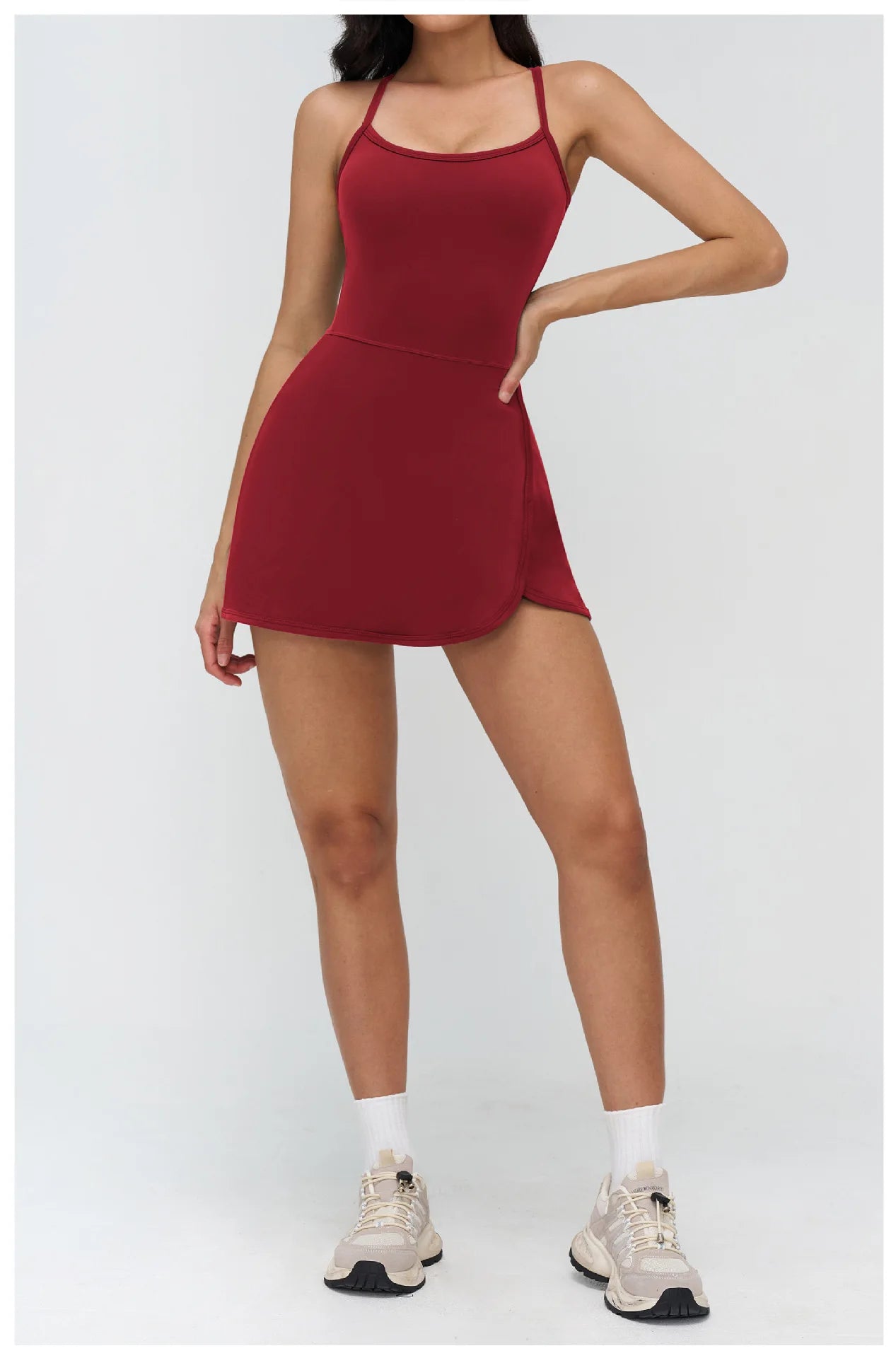 Tennis Dress with Shorts Underneath Women Golf Wear Above Knee Length White Sport Dresses with Shorts Outfit Fitness Workout