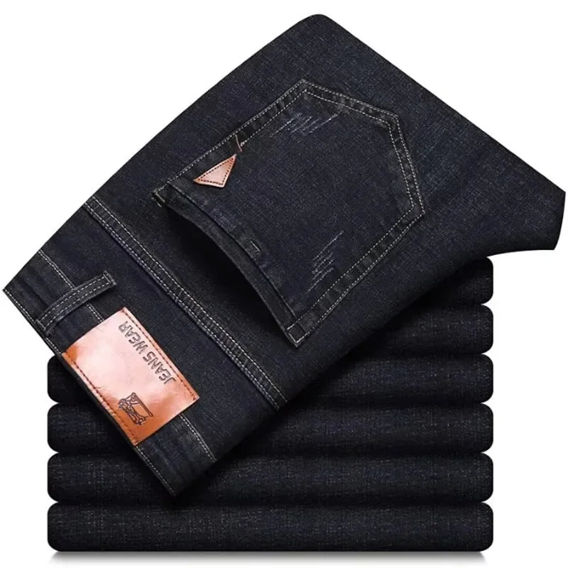 Men's Straight Leg Stretch Denim Jeans for Casual Wear