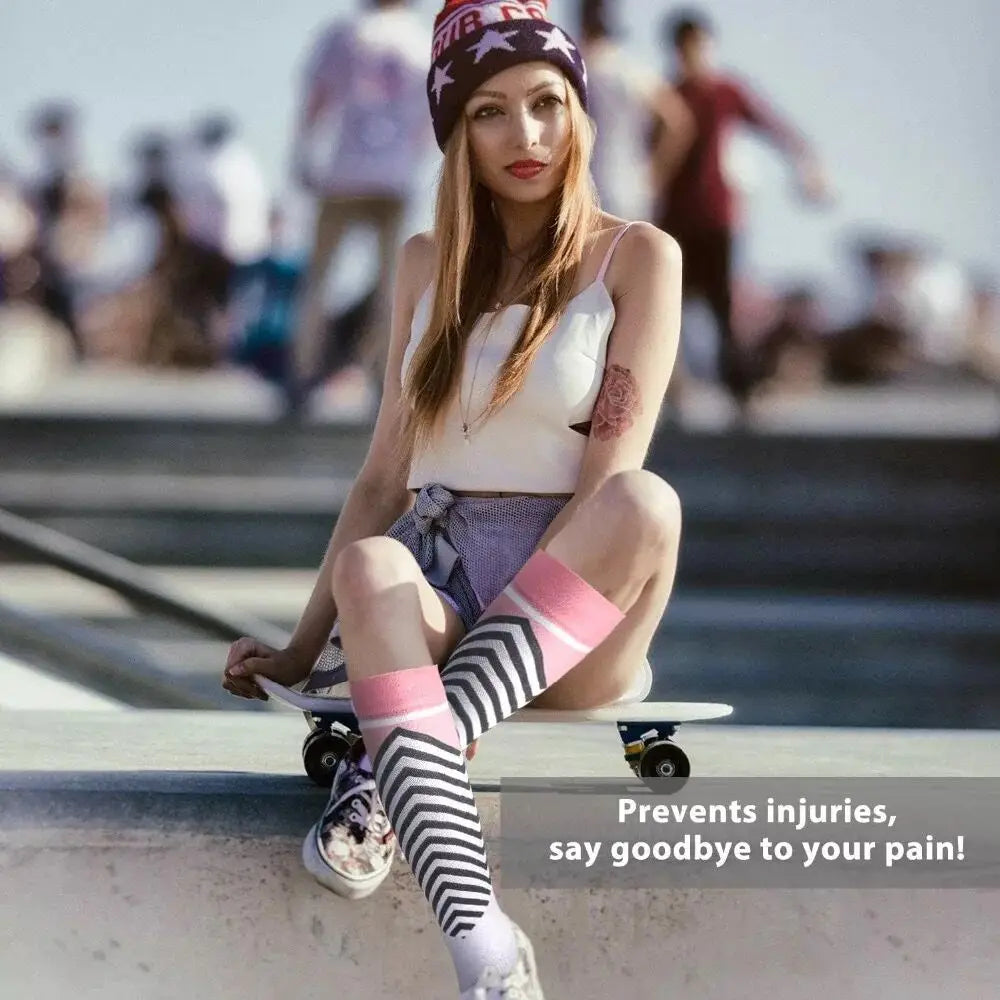 Men's Compression Crew Sports Socks with Nylon Blend