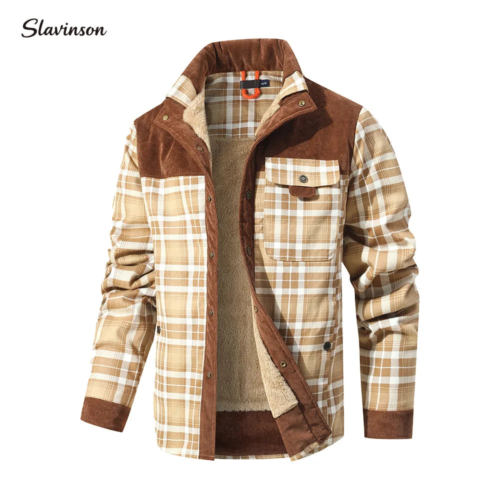 Men's Jackets Winter Windproof Warm Casual Bomber Coat Plaid Sherpa Lined Flannel Outdoor Classic Jacket Men US Size - Buy online at  Vibe In Cart.