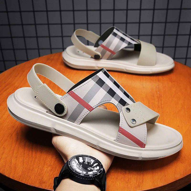 Sandals Men's 2025 New Summer Casual Beach Shoes Indoor and Outdoor Wear Two-Wear Lightweight One-Line Sandals - Buy online at  Vibe In Cart.