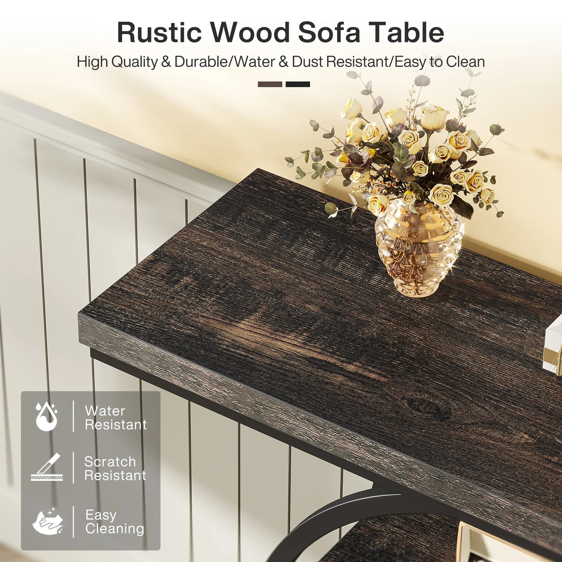 4-Tier Industrial Console Table, 41.3-Inch Metal for Entryway