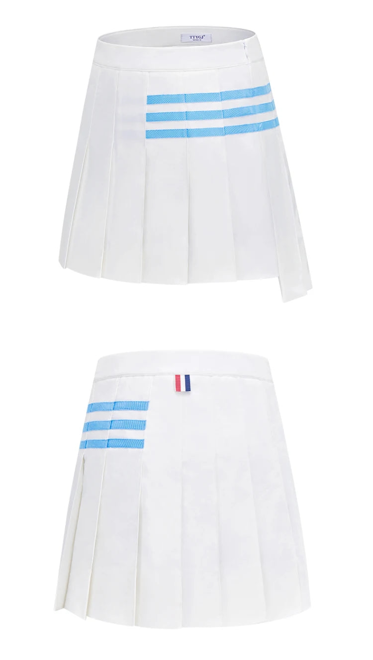 Women's High-Waist Pleated Golf Skort with Shorts XS-XL Cotton Polyester