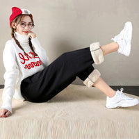 Women's Drawstring Thick Warm Polyester Winter Sports Pants