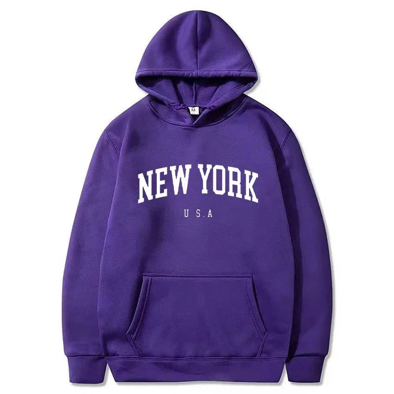 Men Women New York U.S.A City Hoodies Fashion Letter Printed Graphic Sweatshirts Loose Casual Harajuku Hooded Pullover Sportwear - Buy online at  Vibe In Cart.
