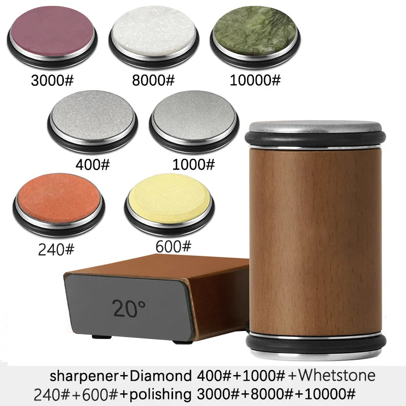 Rolling Knife Sharpener Double Sided Diamond Stone 15/20 Degree Angle