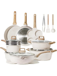 21Pcs Pots and Pans Set, Nonstick Cookware Sets, White Granite Induction Cookware Non Stick Cooking Set w/Frying Pans - Buy online at  Vibe In Cart.