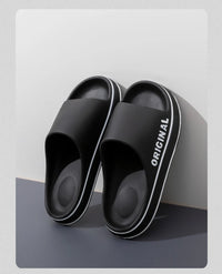 Couple Sandals Women Mens Letter Slippers Beach Slides Summer Anti Slip Thick Sole Indoor Bathroom Solid Color Shoes - Buy online at  Vibe In Cart.