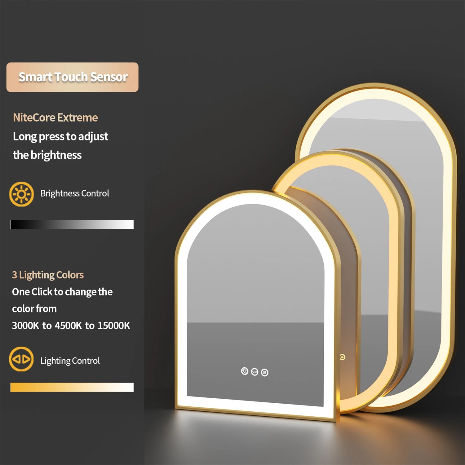 Gold Frame Oval Bathroom Mirror LED Lighted Anti-Fog Smart Vanity Mirror Anti-fog Dimmable Illuminated Innovative Makeup Mirror - Buy online at  Vibe In Cart.