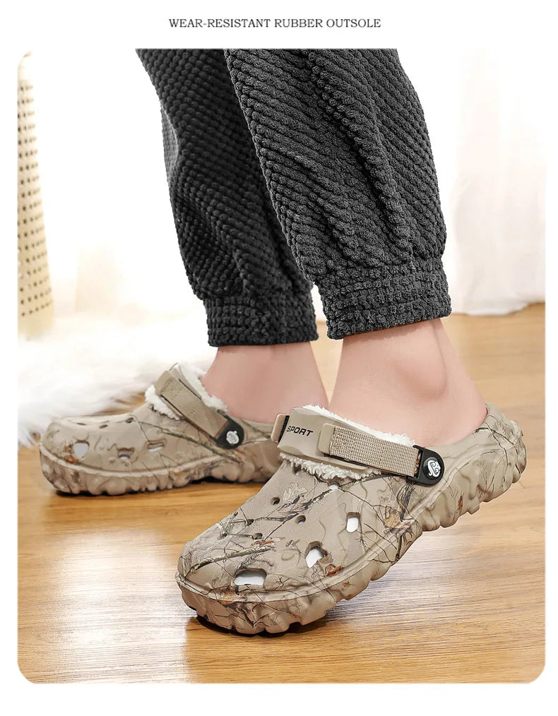 Winter Men Slippers Detachable Warm Furry Home Slippers Casual Outdoor EVA Lightweight Non Slip Perforated Garden Cotton Shoes - Buy online at  Vibe In Cart.