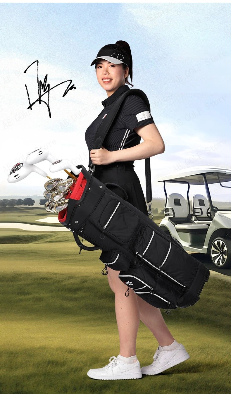 Travel Golf Bag with Fixed Club Holder, Nylon Material