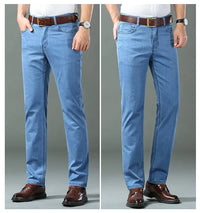 New Ice Silk Thin Denim Jeans For Men Blue Straight Stretch Cotton Pants Business Casual Lightweight Trousers Spring Summer - Buy online at  Vibe In Cart.