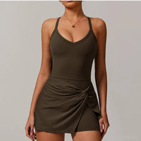 VITALINOVO Womens Tennis Dress with Shorts Underneath Workout Dress with Built-in Bra Deep V Neck Athletic Dresses Golf Dress - Buy online at  Vibe In Cart.