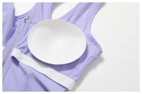 Sleeveless Zipper Tennis Dresses Women's Push-up Workout Yoga Dress Sexy Solid Bodysuit Jumpsuit Skirt Gym Dance Fitness Clothes