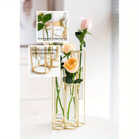 Test Tube Vase with 5 Test Tubes, Gold Vase for Centerpiece, Gold Vase with Metal Stand, Glass Vase for Wedding Home Decoration - Buy online at  Vibe In Cart.