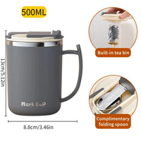 500ml Double-layer Mug 304 Stainless Steel Insulated Coffee Cup With Handle Portable Sealed Water Cup Drinkware For Student Kid - Buy online at  Vibe In Cart.
