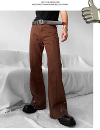 2025 Y2K Fashion Vintage Brown Baggy Flare Jeans Pants For Men High Street Hip Hop Women Casual Cotton Long Trousers Pantalon - Buy online at  Vibe In Cart.