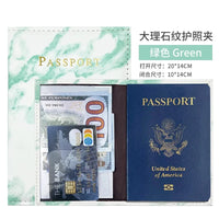 PU Leather Passport Case with Marble Design, 14cm x 10cm