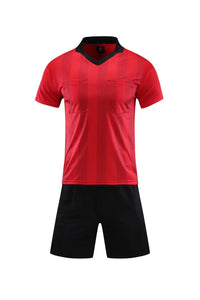 Men's Polyester Soccer Referee Uniform Set with Jersey and Shorts