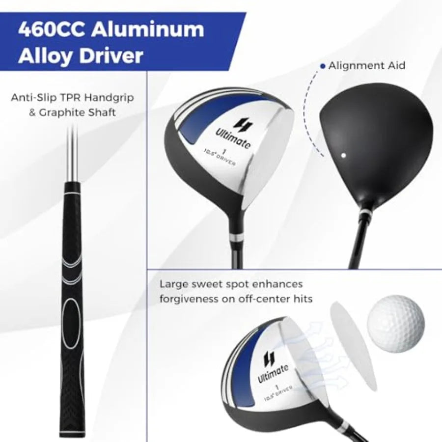 Complete Golf Club Set for Men 12 14 PCS Right Hand Golf Clubs Set with 1 Driver 3 Fairway 4 Hybrid 6 7 8 9 P Irons Putter Head - Buy online at  Vibe In Cart.