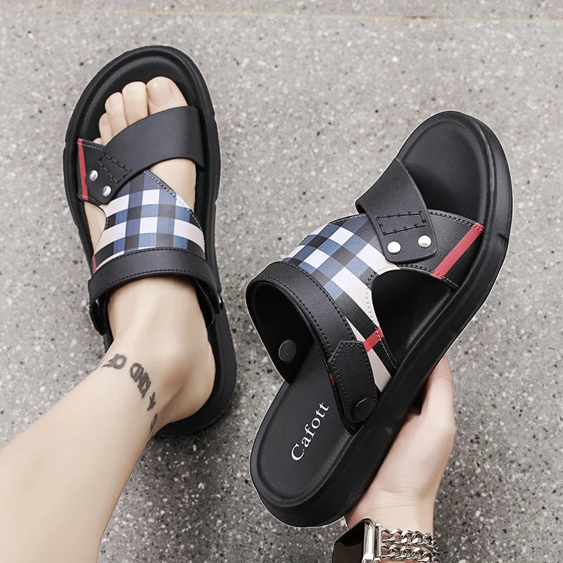 Sandals Men's 2025 New Summer Casual Beach Shoes Indoor and Outdoor Wear Two-Wear Lightweight One-Line Sandals - Buy online at  Vibe In Cart.