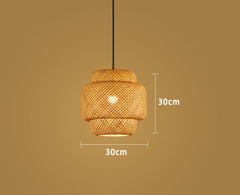 Bamboo Lantern 30cm Pendant Lamp Natural Rattan Wicker E27 LED Chandeliers Hand-Woven Lampshades Lighting Fixture Hanging Light - Buy online at  Vibe In Cart.