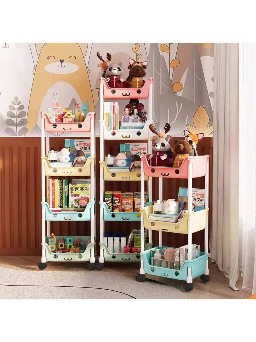 Multi-Tier Rolling Storage Cart, Slim Rolling Cart with Storage Bins and Hooks - Space-Saving Organizer, 360° Rotating Storage C - Buy online at  Vibe In Cart.