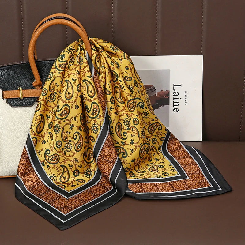 Square Satin Silk Scarf for Women, Casual All Seasons