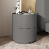 Modern Wooden Round Nightstand with 2 Drawers, 40x40x50cm