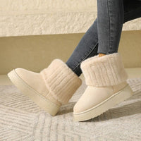 Shoes for Women Winter Slip on Women's Boots Black Round Toe Solid Flock Plush Warm Mid Heel Water Proof Casual Snow Boots Women - Buy online at  Vibe In Cart.