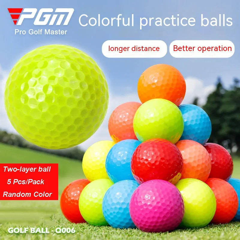 Multi-Color Two-Piece Distance Practice Golf Balls, 5 Pack