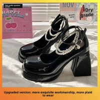 French Style Women's High Heels Spring Versatile Barbie Shoes Waterproof Platform Fairy Style round Toe Mid Heel Single Shoes - Buy online at  Vibe In Cart.
