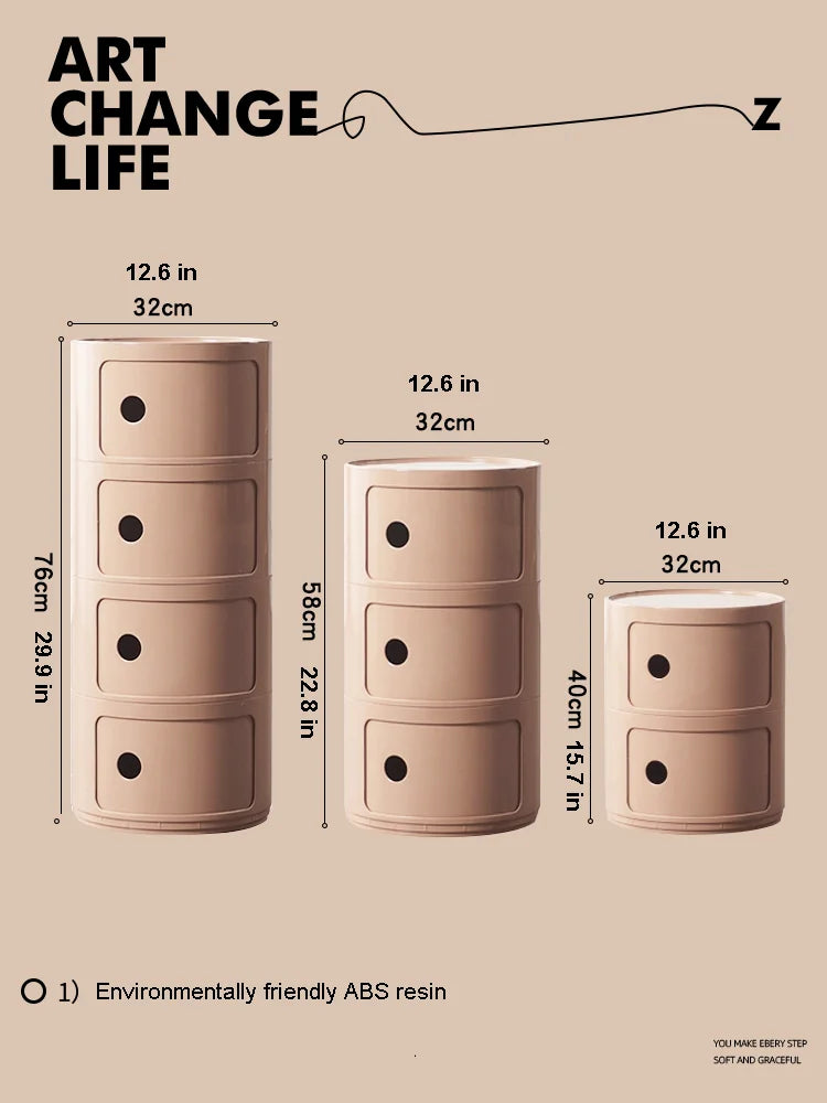 Round bedside table nordic plastic Bedside cabinet for bedroom small side end table nightstand Storage locker - Buy online at  Vibe In Cart.