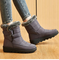 Women's Mid-Calf Snow Boots with Low Wedge Heel and Plush Insole
