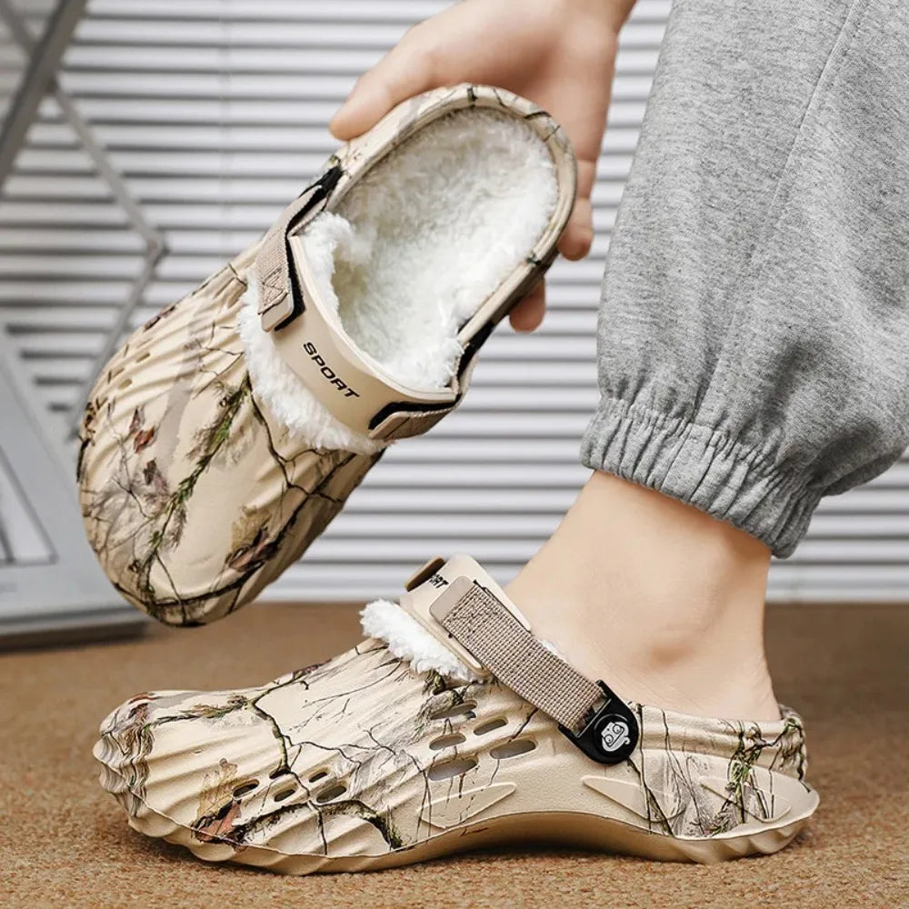 Winter Men Slippers Detachable Warm Furry Home Slippers Casual Outdoor EVA Lightweight Non Slip Perforated Garden Cotton Shoes - Buy online at  Vibe In Cart.