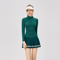 Women's Long Sleeve Athletic Shirts with Zipper Collar