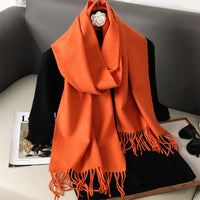Women's Thick Warm Winter Polyester Scarf with Tassels