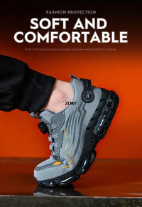 Rotary Button Safety Shoes Men Steel Toe Sneakers Puncture Proof Work Safety Boots Air Cushion Sport Work Shoes Anti-smash Boots - Buy online at  Vibe In Cart.
