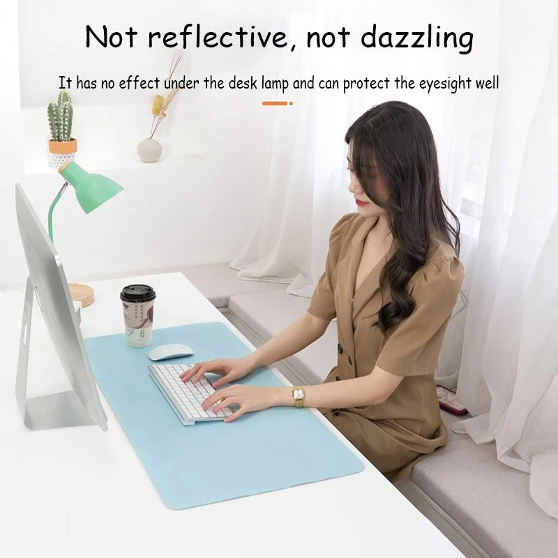 Gaming Mousepad Large White Leather Waterproof Non-Slip