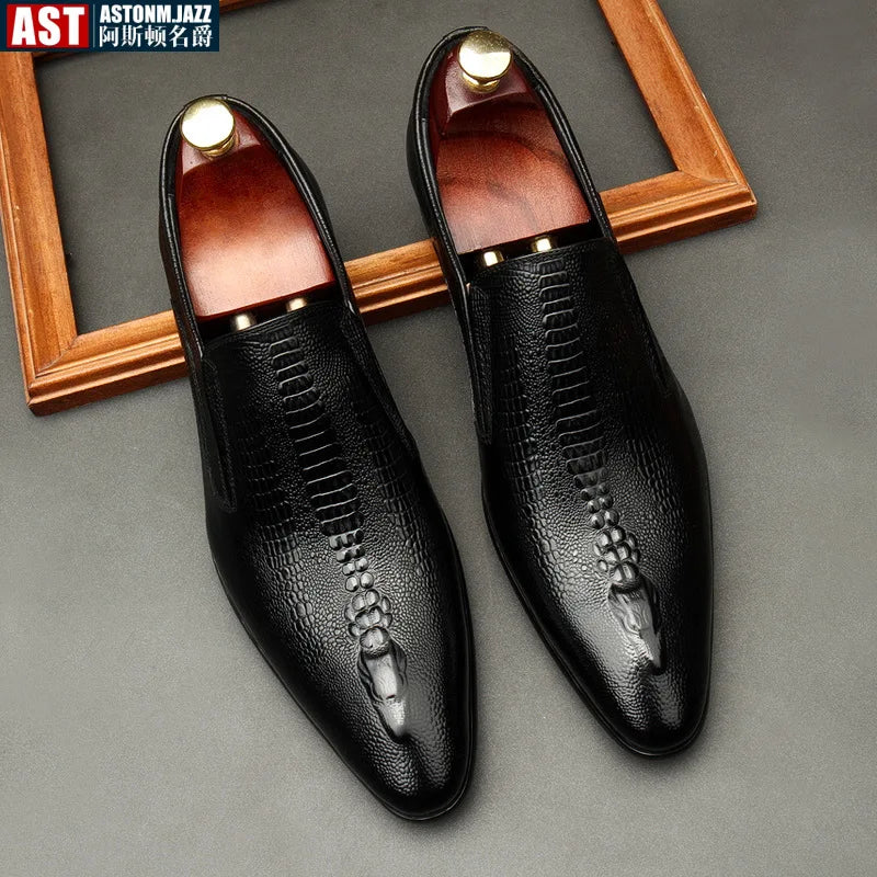 Handmade Mens Wedding Oxford Shoes Black Blue Genuine Leather Flat Dress Shoes Crocodile Pattern Summer Business Formal Loafers - Buy online at  Vibe In Cart.