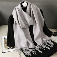 Women's Thick Warm Winter Polyester Scarf with Tassels