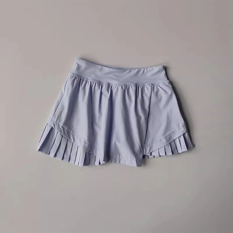 High Waisted Sports Short Skirt Summer New Style Cool Anti Glare Including Lined Shorts Fitness Yoga Quick Drying Pleated Skirt - Buy online at  Vibe In Cart.