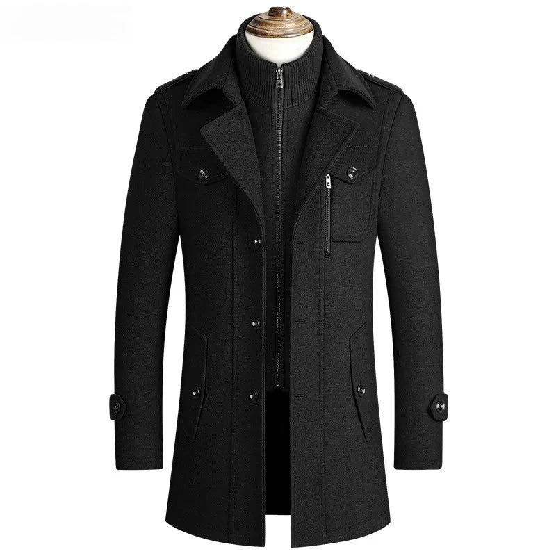 2025 new winter men's woolen coat, men's brand jacket, middle-aged double-shoulder long woolen windbreaker coat in European size - Buy online at  Vibe In Cart.