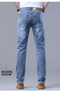 Spring Men's Light Blue Slim Jeans Stylish Casual Stretch Fabric Denim Pants Classic Trousers Smoke Gray - Buy online at  Vibe In Cart.