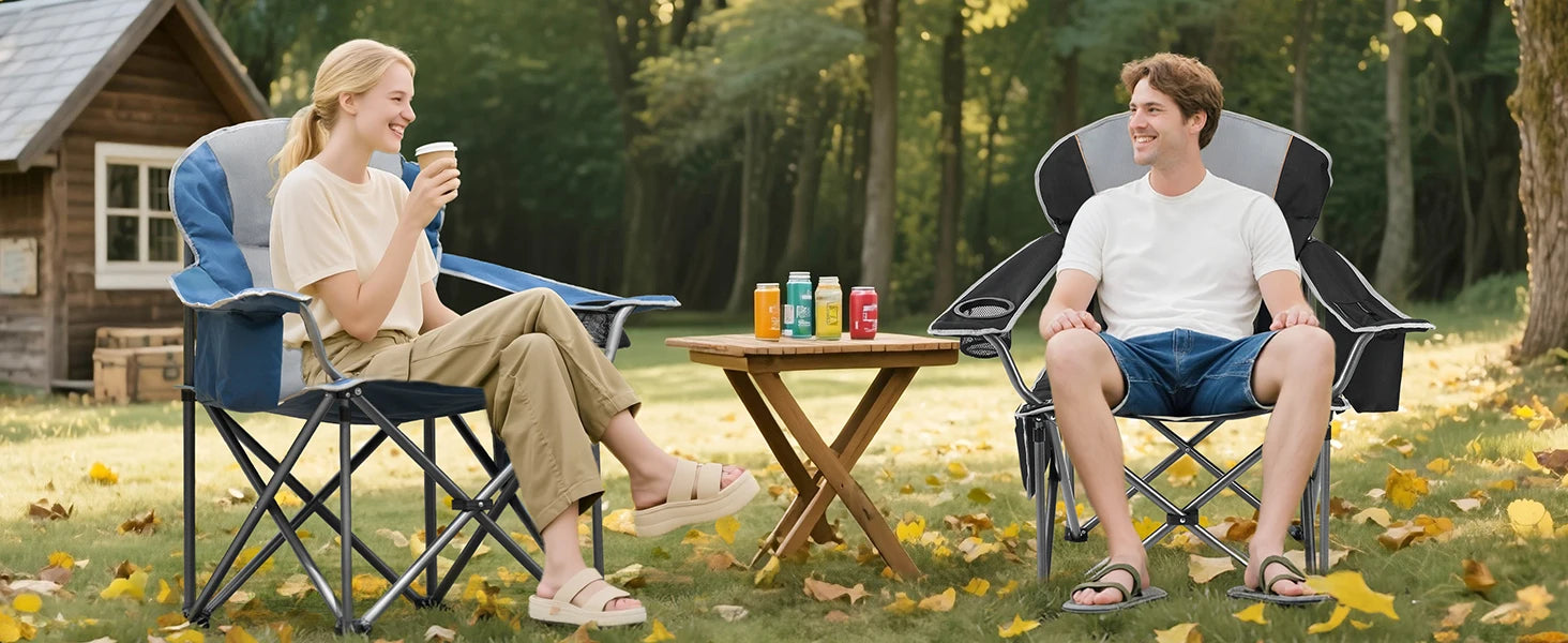 JHK Heavy Duty Camping Chair 450lbs Capacity Portable Folding Chair with Cup Holder Sturdy Steel Frame Outdoor Chair for Camping - Buy online at  Vibe In Cart.
