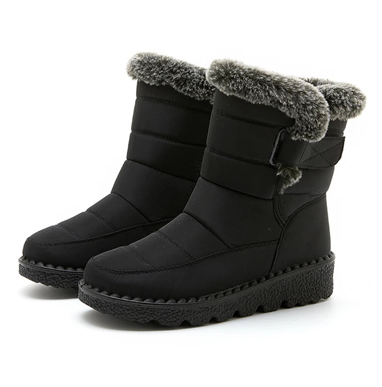 Boots Waterproof Fur Boots For Snow Women's Winter Shoes Low Heels Women Middle Boots Winter Footwear Warm Combat Shoes Woman - Buy online at  Vibe In Cart.