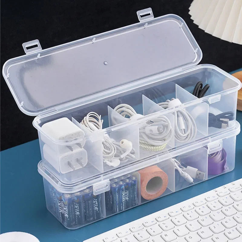 Transparent Plastic Cable Storage Box With Lid And Grid